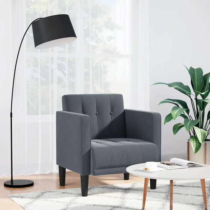Canapea scaun cu cotiere, gri închis, 53 cm, catifea - WALTI WALTI