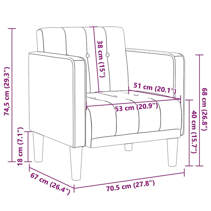 Canapea Scaun cu cotiere, crem, 53 cm, catifea - WALTI WALTI