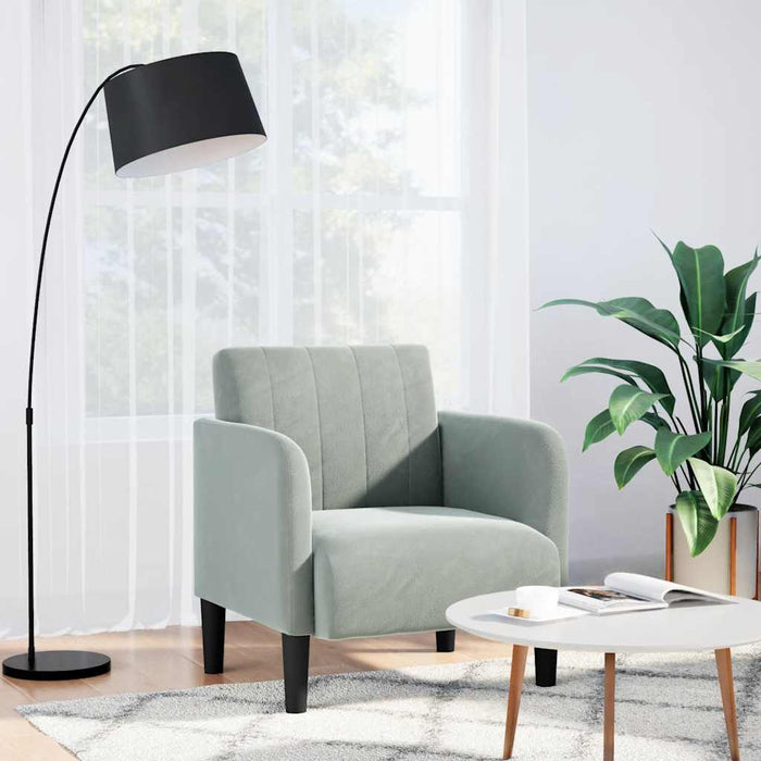 Canapea scaun cu cotiere Gri deschis 54 cm catifea - WALTI WALTI