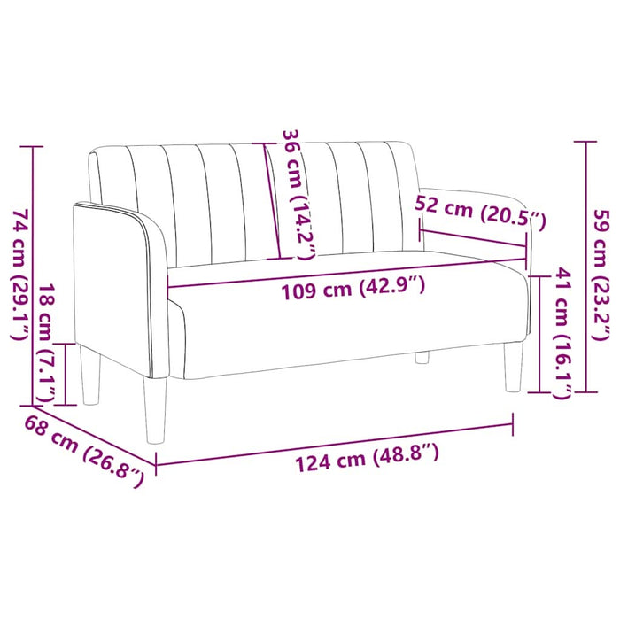 Canapea lovesea gri deschis 109 cm catifea - WALTI WALTI