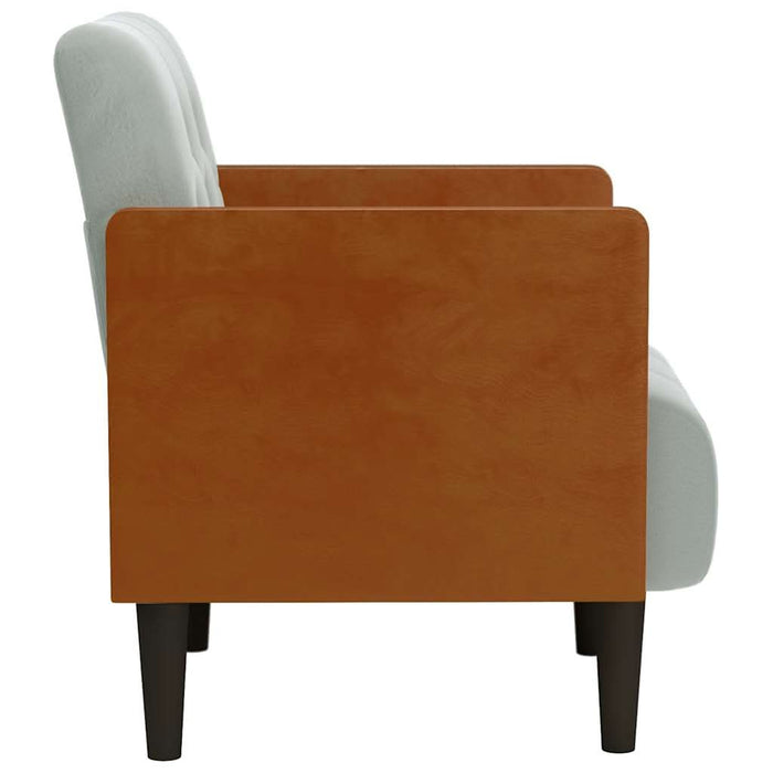 Canapea scaun cu cotiere, gri deschis, 55 cm, catifea - WALTI WALTI