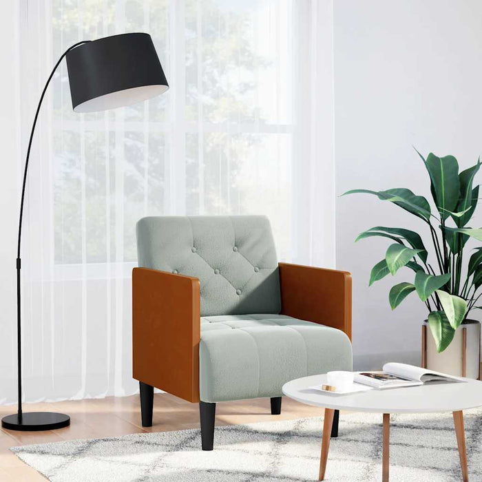 Canapea scaun cu cotiere, gri deschis, 55 cm, catifea - WALTI WALTI