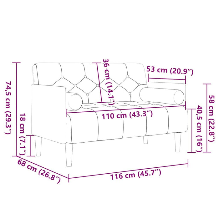 Canapea loveseat cu perne de sustinere gri deschis 110 cm - WALTI WALTI