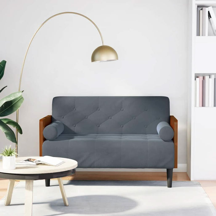 Canapea loveseat cu perne de sustinere gri închis 110cm catifea - WALTI WALTI