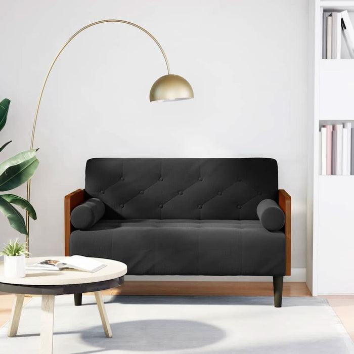 Canapea loveseat cu perne de suport negru 110 cm catifea - WALTI WALTI