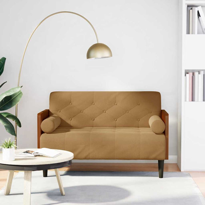Canapea loveseat cu perne de suport maro 110 cm catifea - WALTI WALTI