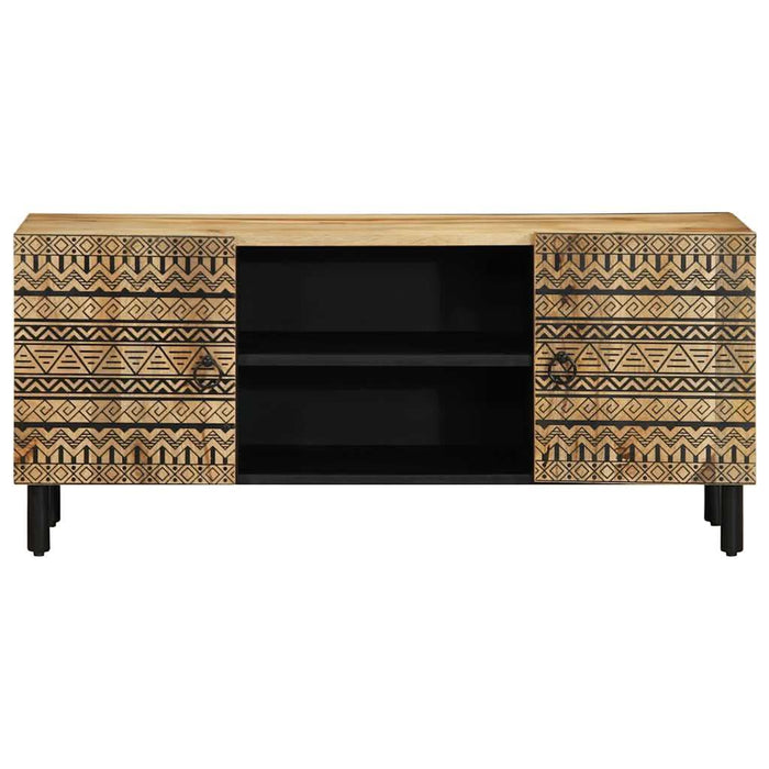Dulap TV, negru, 105x33,5x46 cm, lemn masiv de mango brut - WALTI WALTI