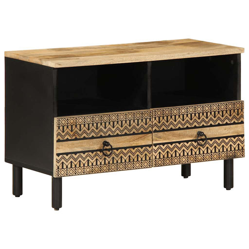 Dulap TV, negru, 70x33,5x46 cm, lemn masiv de mango brut - WALTI WALTI