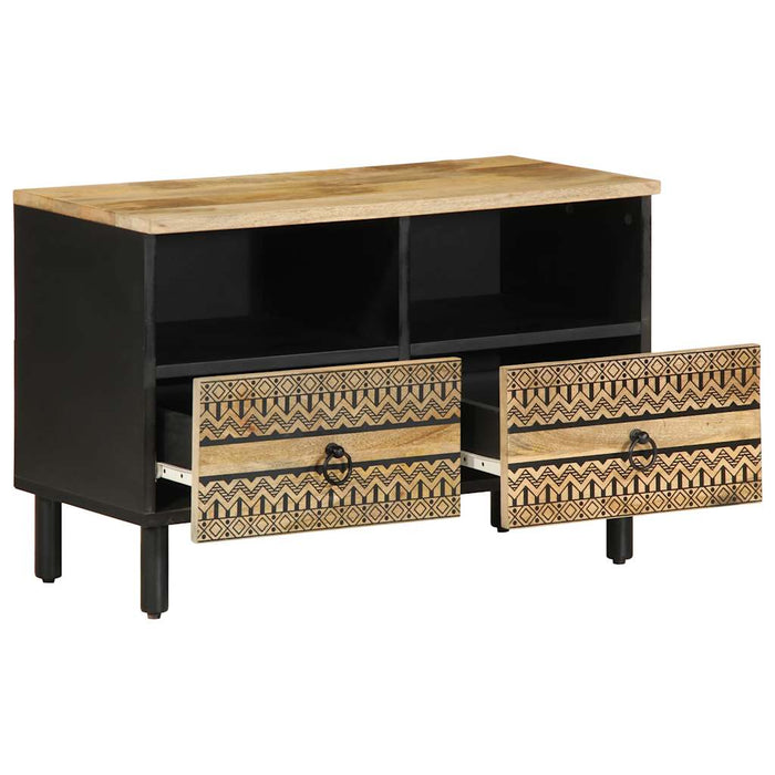 Dulap TV, negru, 70x33,5x46 cm, lemn masiv de mango brut - WALTI WALTI