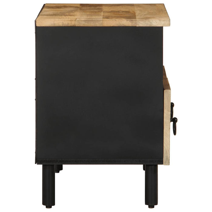 Dulap TV, negru, 70x33,5x46 cm, lemn masiv de mango brut - WALTI WALTI