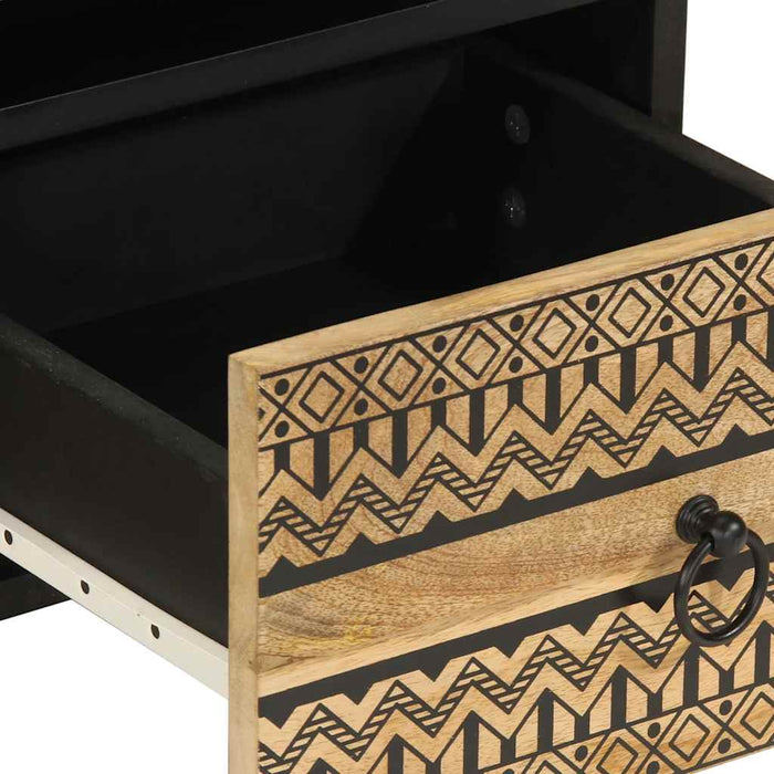 Dulap TV, negru, 70x33,5x46 cm, lemn masiv de mango brut - WALTI WALTI