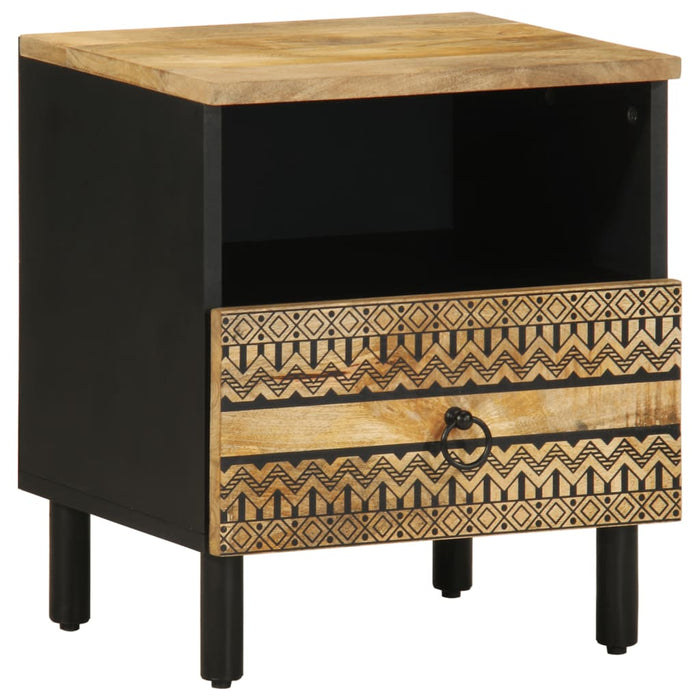 Dulap de pat, negru, 40x33x46 cm, lemn masiv de mango brut - WALTI WALTI