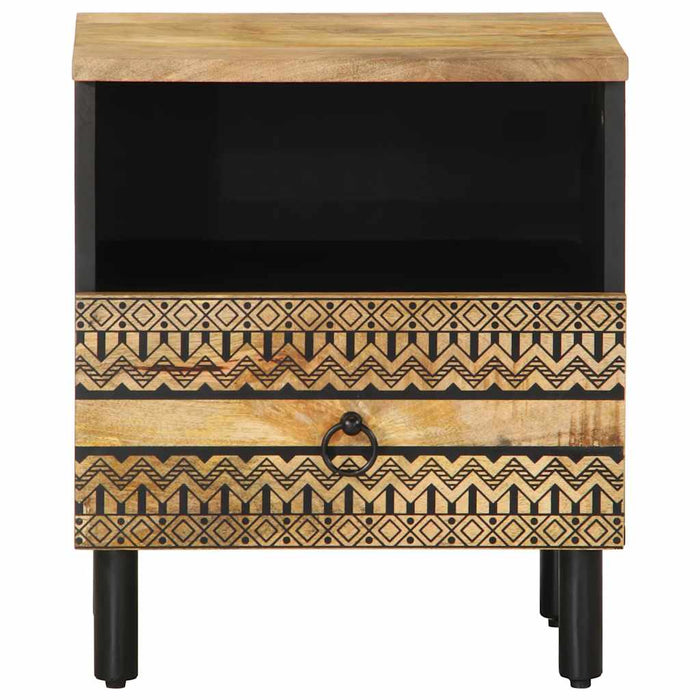 Dulap de pat, negru, 40x33x46 cm, lemn masiv de mango brut - WALTI WALTI