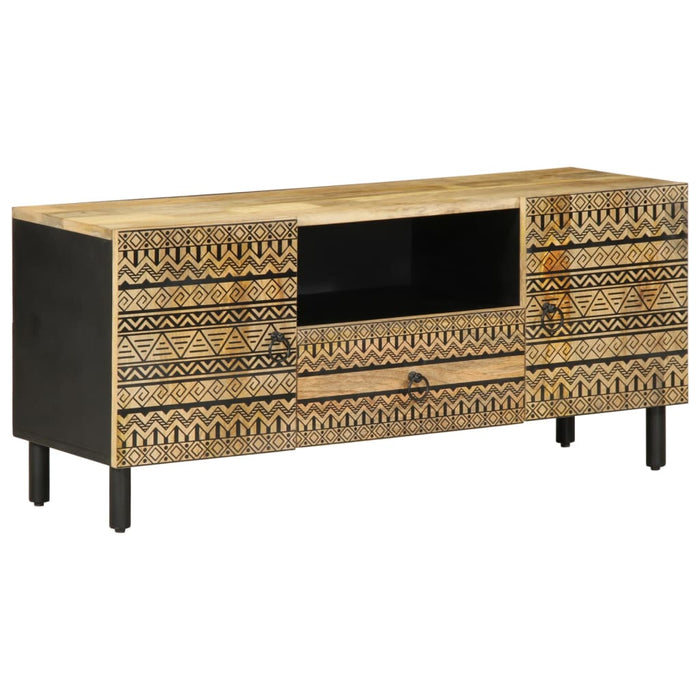 Dulap TV, negru, 105x33,5x46 cm, lemn masiv de mango brut WALTI
