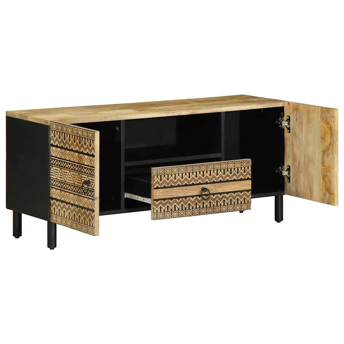 Dulap TV, negru, 105x33,5x46 cm, lemn masiv de mango brut WALTI