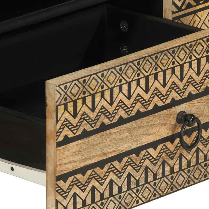 Dulap TV, negru, 105x33,5x46 cm, lemn masiv de mango brut WALTI
