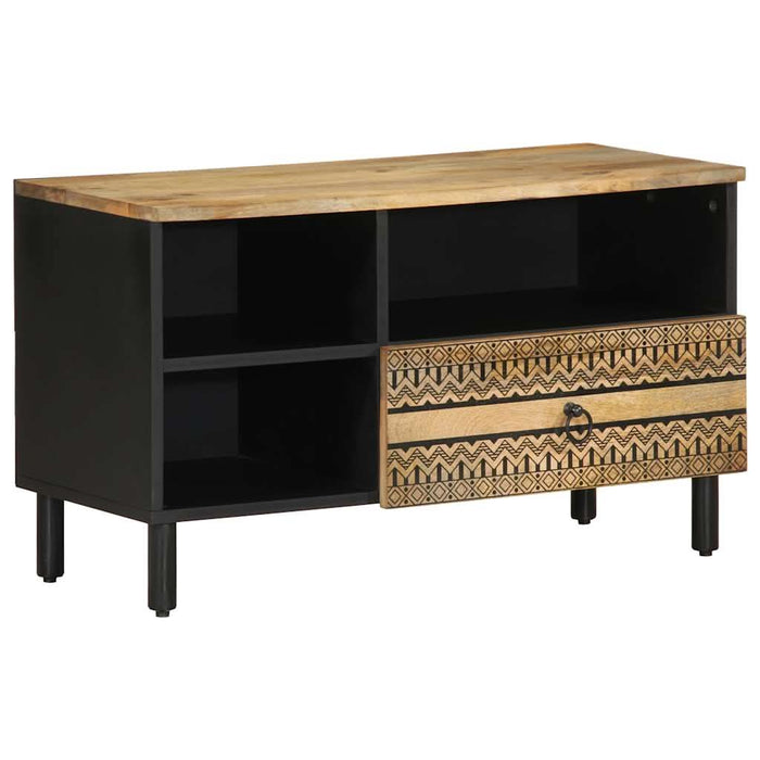 Dulap TV, negru, 80x33,5x46 cm, lemn masiv de mango brut - WALTI WALTI