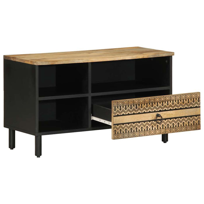 Dulap TV, negru, 80x33,5x46 cm, lemn masiv de mango brut - WALTI WALTI