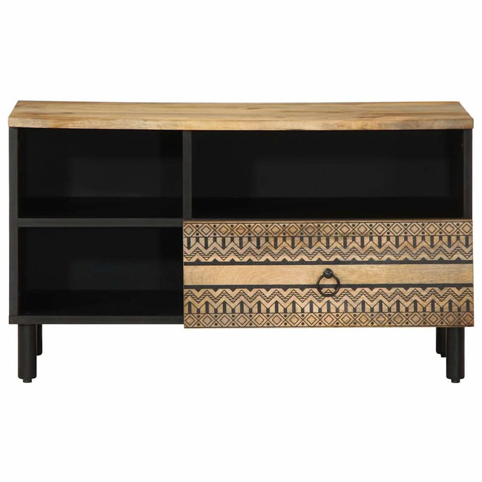 Dulap TV, negru, 80x33,5x46 cm, lemn masiv de mango brut - WALTI WALTI