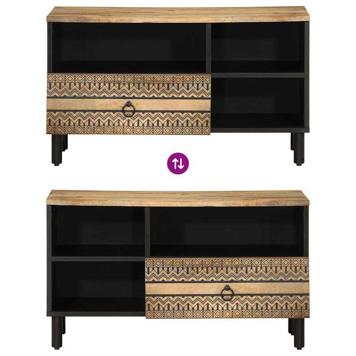 Dulap TV, negru, 80x33,5x46 cm, lemn masiv de mango brut - WALTI WALTI