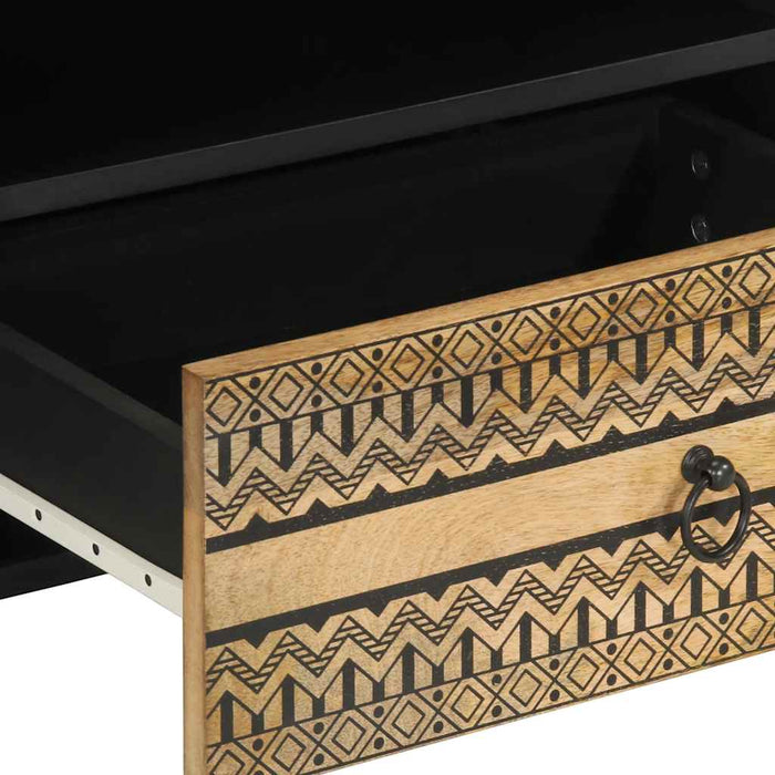 Dulap TV, negru, 80x33,5x46 cm, lemn masiv de mango brut - WALTI WALTI