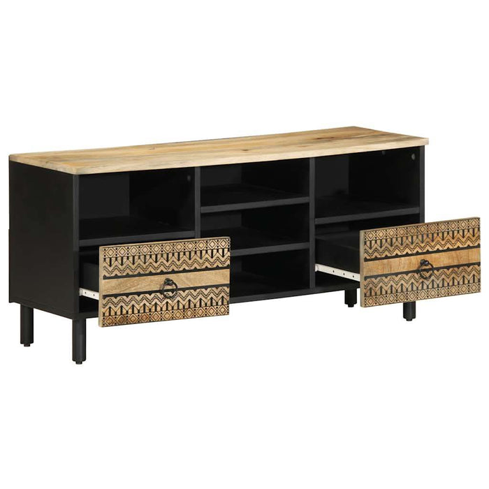 Dulap TV, negru, 100x33,5x46 cm, lemn masiv de mango brut - WALTI WALTI