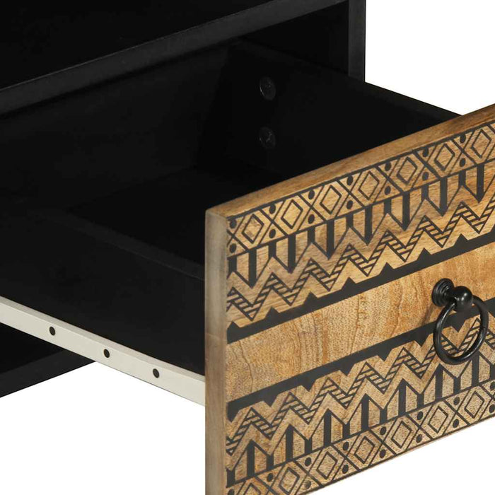 Dulap TV, negru, 100x33,5x46 cm, lemn masiv de mango brut - WALTI WALTI