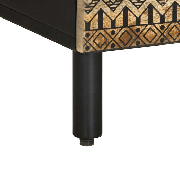 Dulap TV, negru, 100x33,5x46 cm, lemn masiv de mango brut - WALTI WALTI
