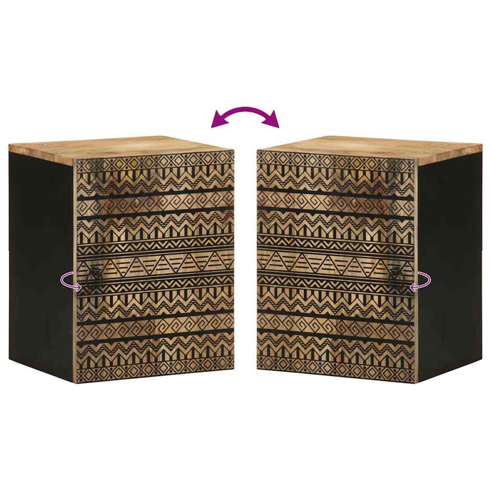 Dulap suspendat de baie negru 38x33,5x48cm, lemn masiv de mango - WALTI WALTI