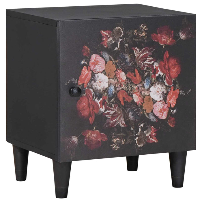 Noptieră cu ușă Negru 40 x 33 x 46 cm Lemn de mango solid - WALTI WALTI
