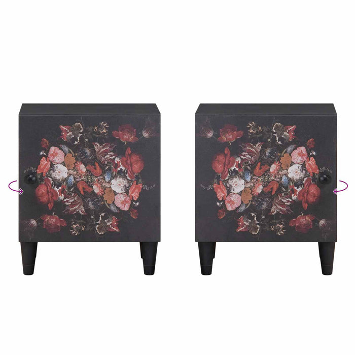 Noptieră cu ușă Negru 40 x 33 x 46 cm Lemn de mango solid - WALTI WALTI