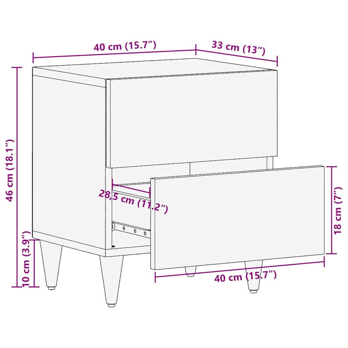 Dulap de noapte Maro miere 40 x 33 x 46 cm Lemn de mango solid - WALTI WALTI