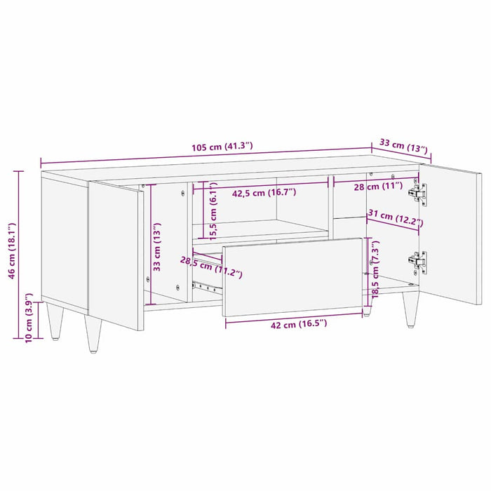 Cabinet TV Maro miere 105 x 33 x 46 cm Lemn de mango solid - WALTI WALTI