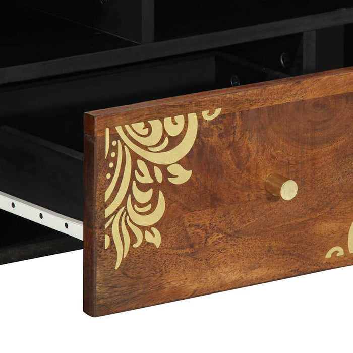 Cabinet TV Maro miere 100 x 33 x 46 cm Lemn de mango solid - WALTI WALTI