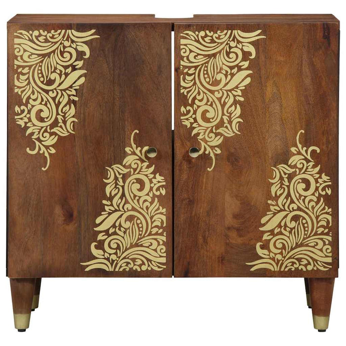 Dulap pentru chiuvetă de baie cu ușă maro miere 62 x 33 x 58 cm - WALTI WALTI