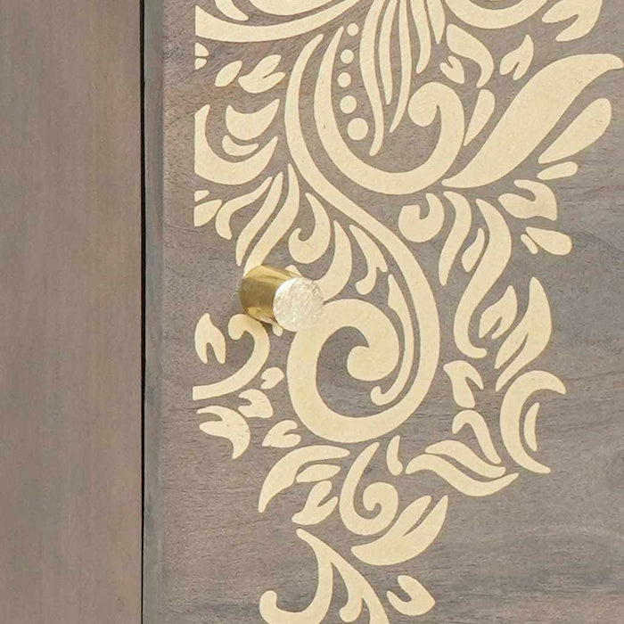Noptieră cu ușă 2 pcs Gri 40 x 33 x 46 cm Lemn de mango solid - WALTI WALTI