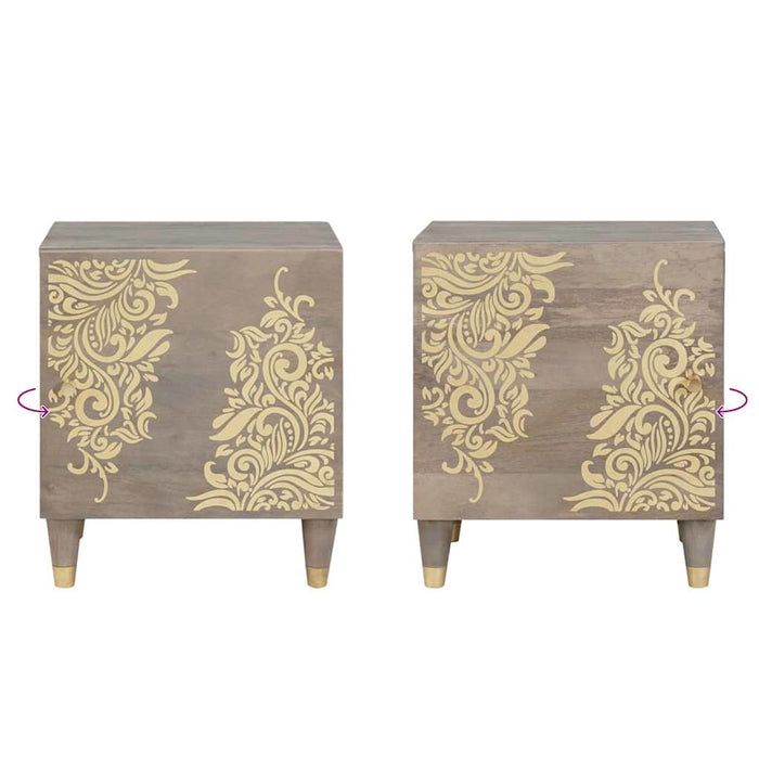 Noptieră cu ușă 2 pcs Gri 40 x 33 x 46 cm Lemn de mango solid - WALTI WALTI