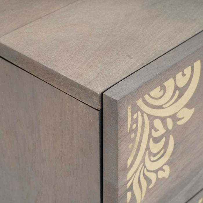 Dulap de noapte 2 pcs Gri 40 x 33 x 46 cm Lemn de mango solid - WALTI WALTI