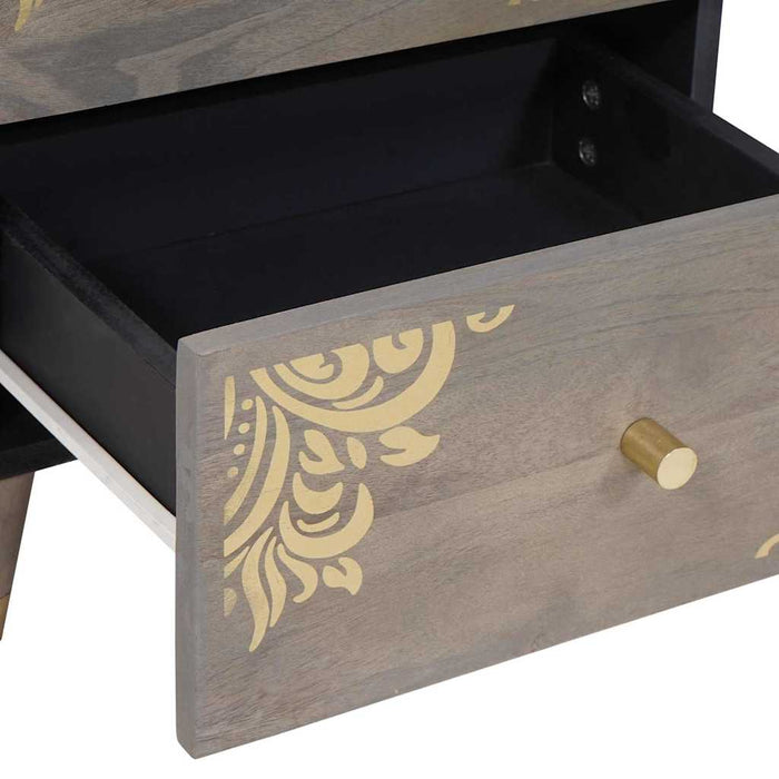 Dulap de noapte 2 pcs Gri 40 x 33 x 46 cm Lemn de mango solid - WALTI WALTI