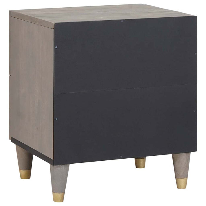 Dulap de noapte 2 pcs Gri 40 x 33 x 46 cm Lemn de mango solid - WALTI WALTI