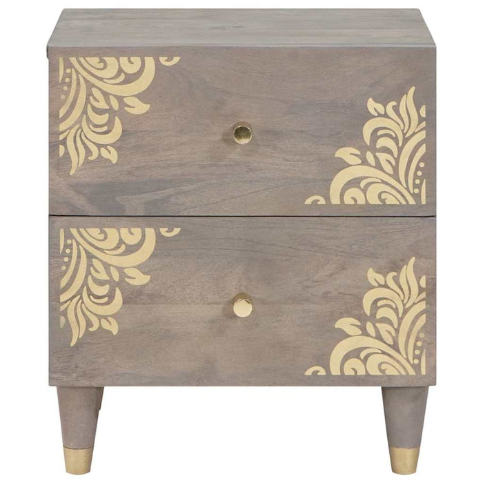 Dulap de noapte 2 pcs Gri 40 x 33 x 46 cm Lemn de mango solid - WALTI WALTI