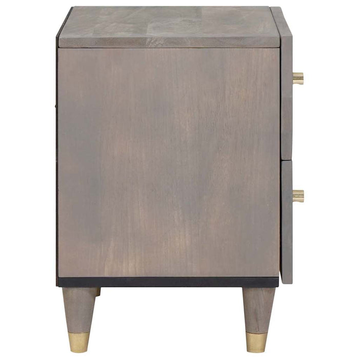 Dulap de noapte 2 pcs Gri 40 x 33 x 46 cm Lemn de mango solid - WALTI WALTI