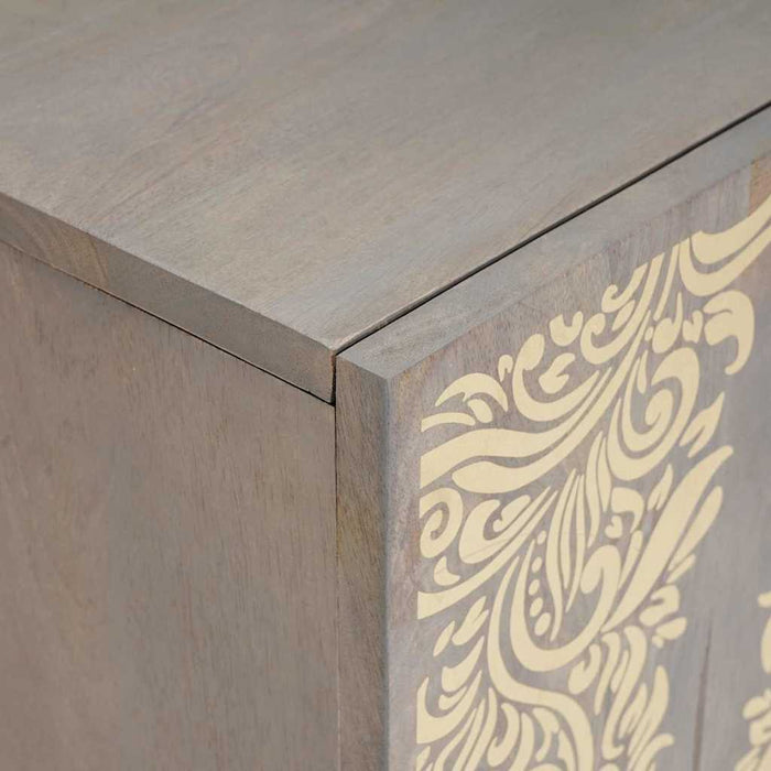Cabinet TV cu raft Gri 105 x 33 x 46 cm Lemn de mango solid - WALTI WALTI