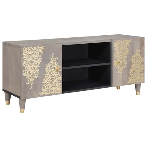 Cabinet TV cu raft Gri 105 x 33 x 46 cm Lemn de mango solid - WALTI WALTI