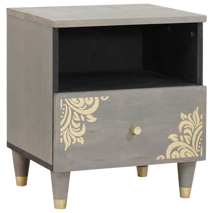 Dulap de noapte Gri 40 x 33 x 46 cm Lemn de mango solid - WALTI WALTI