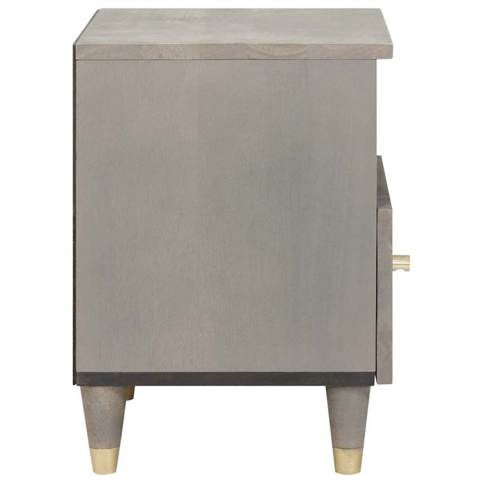 Dulap de noapte 2 pcs Gri 40 x 33 x 46 cm Lemn de mango solid - WALTI WALTI