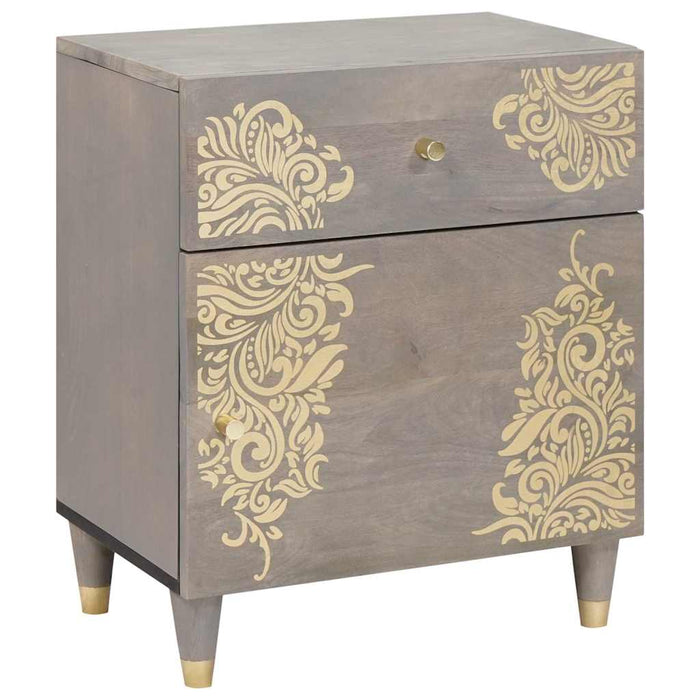 Noptieră cu ușă Gri 50 x 33 x 60 cm Lemn de mango solid - WALTI WALTI