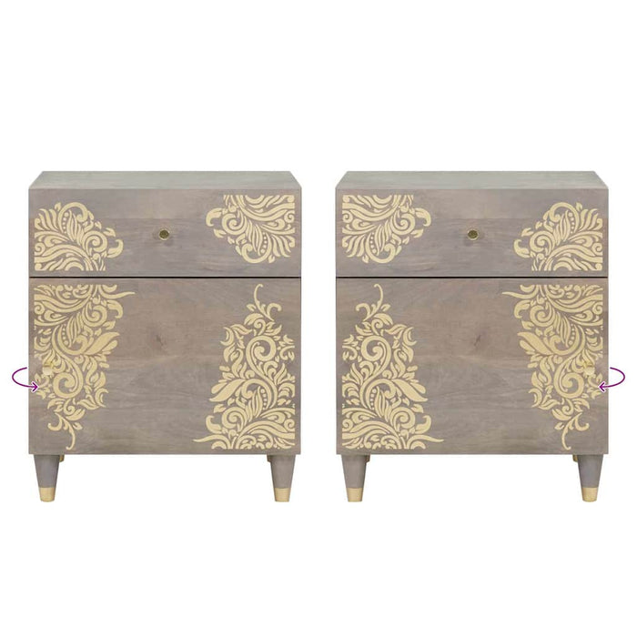 Noptieră cu ușă Gri 50 x 33 x 60 cm Lemn de mango solid - WALTI WALTI