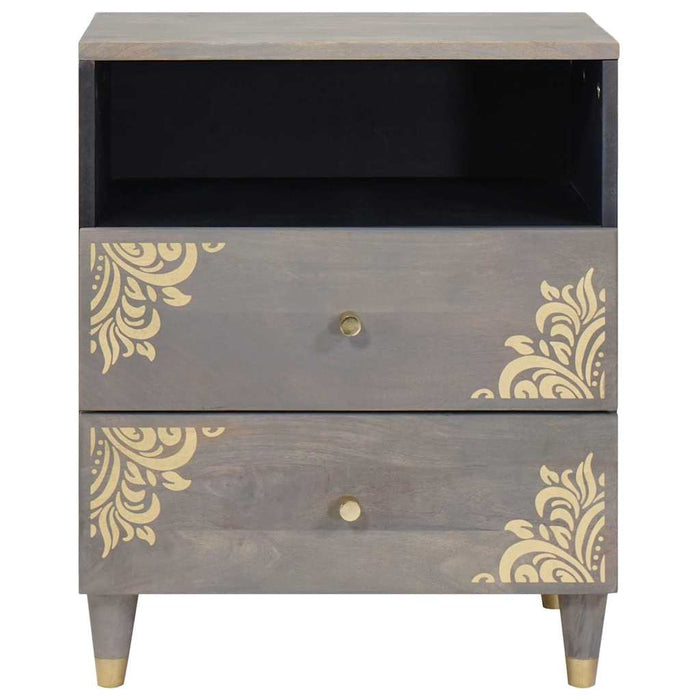 Dulap de noapte Gri 50 x 33 x 62 cm Lemn de mango solid - WALTI WALTI