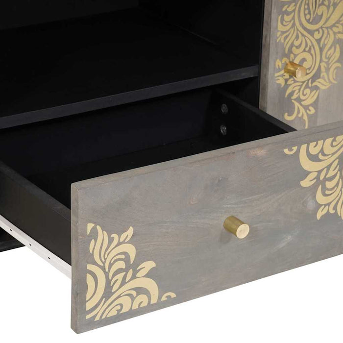 Cabinet TV cu sertar Gri 105 x 33 x 46 cm Lemn de mango solid - WALTI WALTI